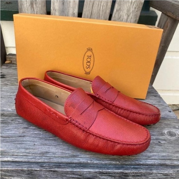 Tod\'s Men\'s Mocassino Slip on Drivers Terracotta Color Size 9-9.5 main image 13